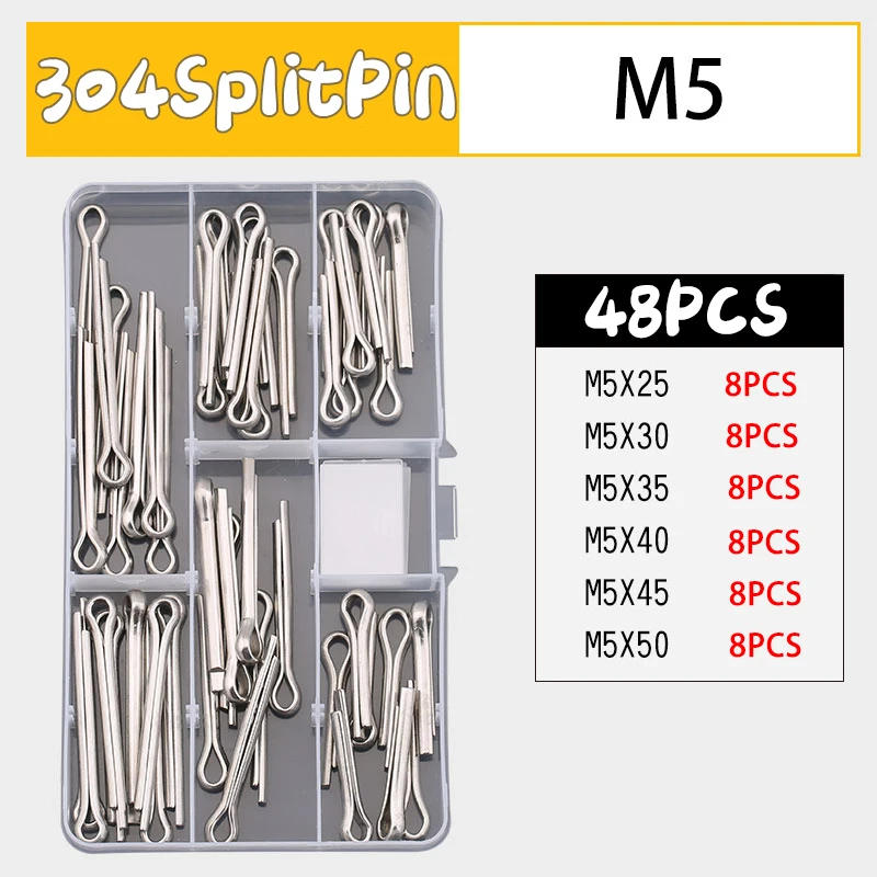 Cotter Pins Set 30/48/90/260Pcs Edelstahl Split Pin Assortment Kit M2 M 2,5 m3 M4 M5M6 Cotter Pins Set Traktor Pin für Auto – Detail 12