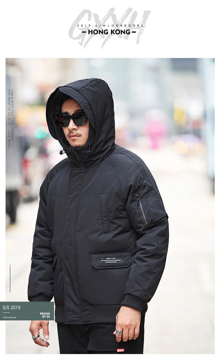 GXXH Extra Large Men's Jacket Big Man Thick Coat Winter Oversized High Quality Hooded Jacket Coat 6XL 7XL Black Plus Size Parkas