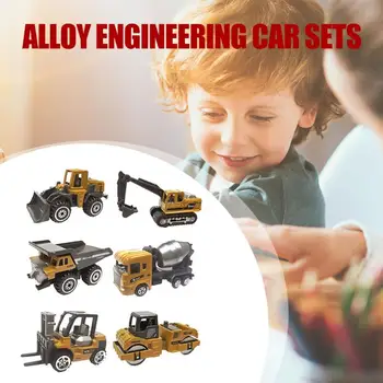 

Alloy Mini Engineering Vehicle Model Sets Early Education Intelligence Development Excavator Mixer Forklift 6 in 1 1/64