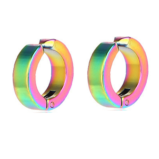 pair Classic Korean Punk Stainless Steel Ear Clip Earrings For Men Women Black No Pierced Fake Ear Circle New Pop Jewelry