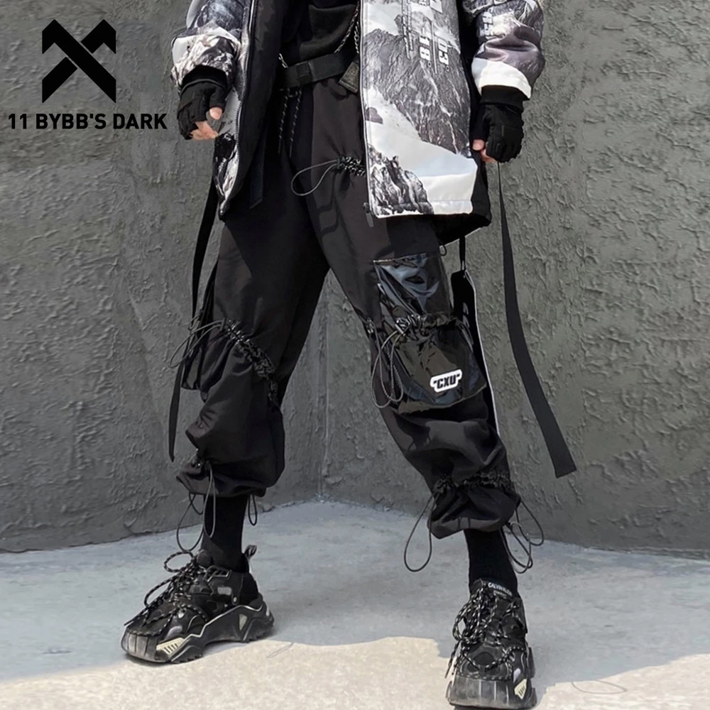 11 BYBB'S DARK Hip Hop Multi Pockets Loose Harem Cargo Pants Men Harajuku Streetwear Elastic Waist Joggers Male Trousers Fashion cargo jeans for men Cargo Pants