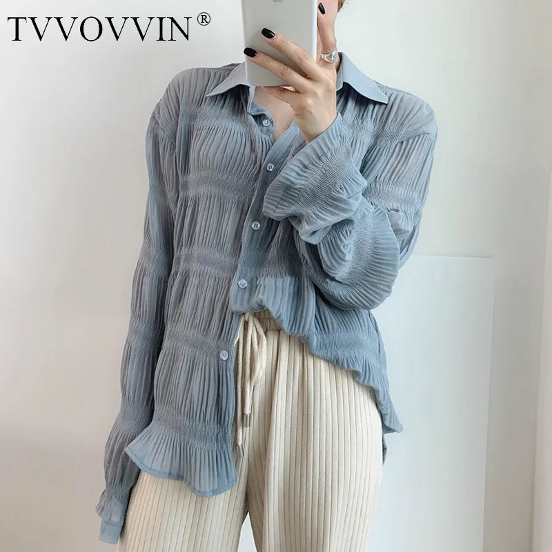 Tvvovwin/Новинка года; сезон лето-весна; корейский стиль; вырез под горло; длинный рукав; однобортная Женская свободная рубашка; C986