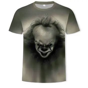 

IT movie men summer T Shirt Men's stephen king printed Halloween pennywise it Custom High Quality clown Tops Tees male t-shirt