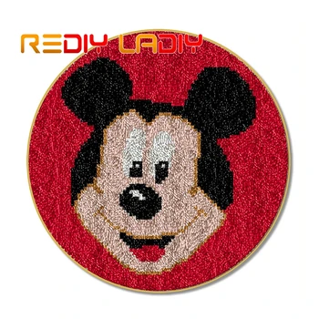 

Latch Hook Kit Make Your Own Rug Mickey Mouse Crocheting Cushion Mat DIY Carpet Rug Acrylic Yarn Printed Canvas Hobby & Crafts
