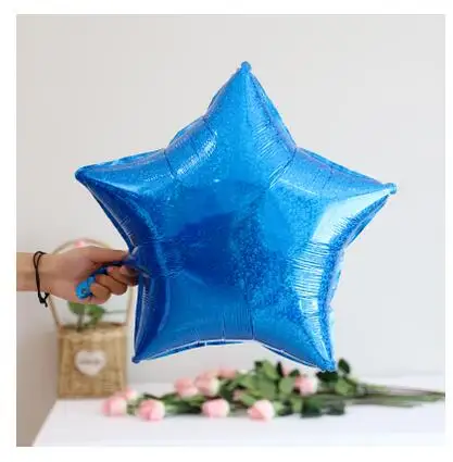 5pcs/lot 18inch Gold Laser Metallic Star Foil Balloons Wedding Kid Bridal Shower Birthday Party Decor Helium Inflatable Globos - Цвет: dark blue