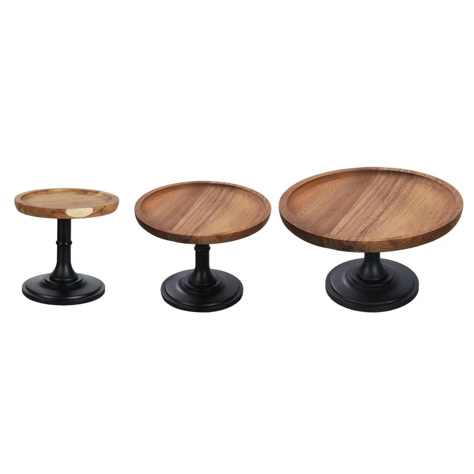 Wood Cake Stand Household High-Footed Display Plate Serving Platter Round Cake Pedestal Stand for Sushi Fruit Snack Wedding
