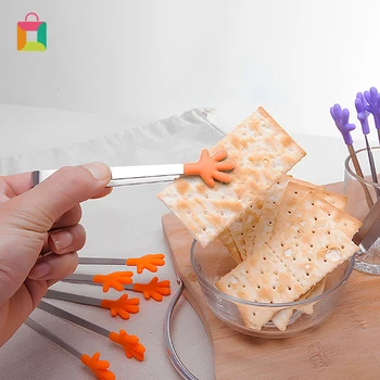 

5-inch mini ice tongs, food tongs, sugar tongs and perfect hand-shaped silicone design, tweezers for kitchen tools Cozy