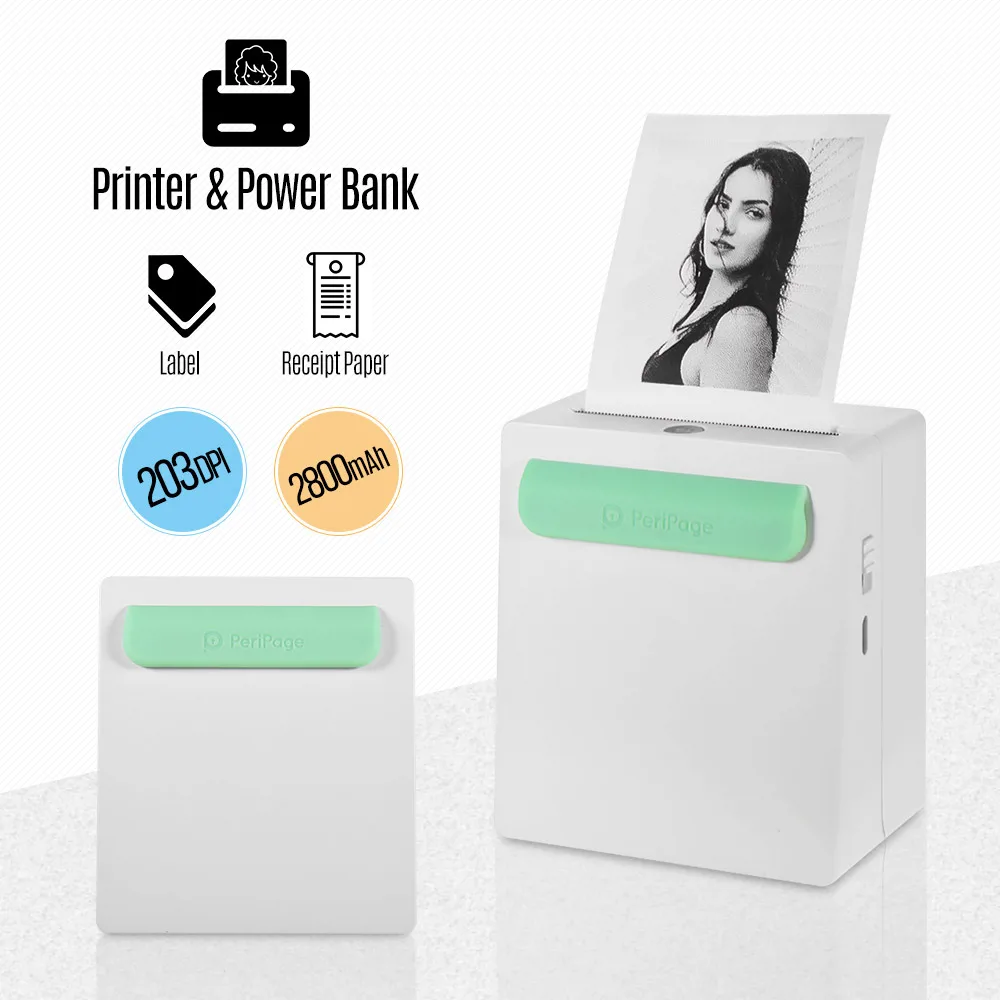 PeriPage Мини карманный принтер портативный A8/A6 беспроводной BT термальный принтер power Bank функция клип дизайн чековый принтер для iOS