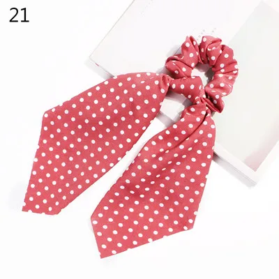 S21 Ponytail scrunchie hair ties Scarf Elastic Hair Rope for Women Hair Bow Ties Scrunchies Hair Bands Flower Print Ribbon Hairbands - Цвет: S21