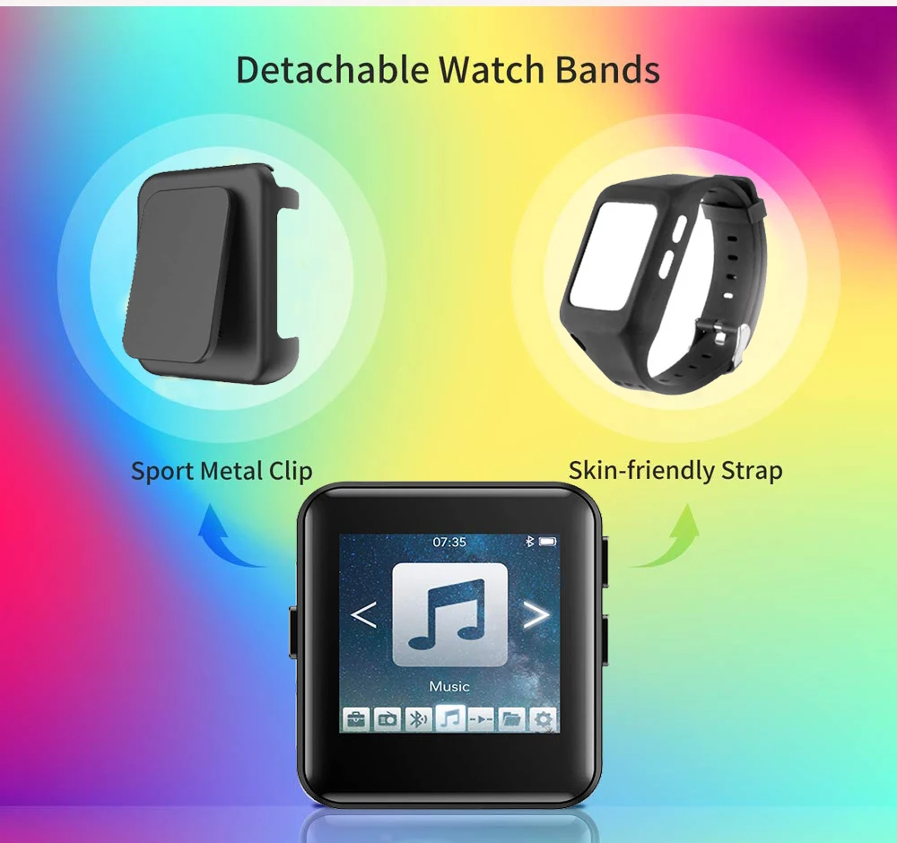 Bluetooth MP3 часы с сенсорным экраном 8/16 ГБ плеер зажимом для бега езды на велосипеде