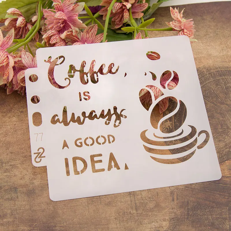 13cm 5.1" Cup Coffee Words Diy Layering Stencils Painting Scrapbook ...