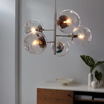 

Minimalist Style Glass Ball Bedroom Pendant Lamp Personality Bubble Bar Stair Dining Room Lamp Fixtures Free Shipping LED Bulbs