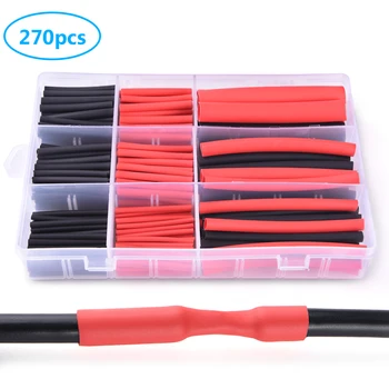 

MICTUNING 270pcs 3:1 Heat Shrink Tubing kit 6 Sizes 2 Colors Multi Purpose for DIY Dual Wall Adhesive Tube Kit with Storage Box