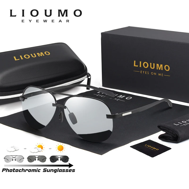

LIOUMO Ultralight Design Pilot Sunglasses Men Photochromic Sun Glasses Women TR90 Frame Goggle Anti-Glare gafas de sol hombre