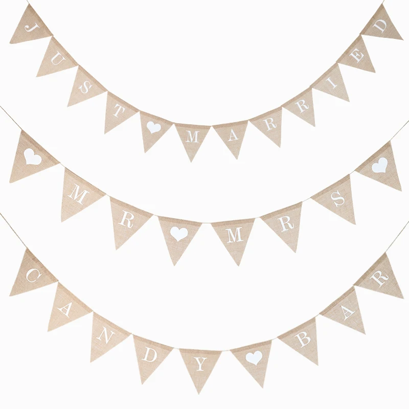 Party Decorations Personalize Party Flag Letter A-Z No.0-9 Diy Jute Burlap Bunting Banner Flags Candy Bar Wedding Decoration Baby Shower Favor
