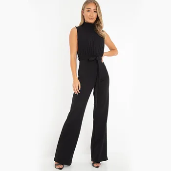 

2020 Newest Fashion Womens Playsuit Evening Party Chiffon Ladies Sleeveless Solid Long Jumpsuit Formal Bodysuit