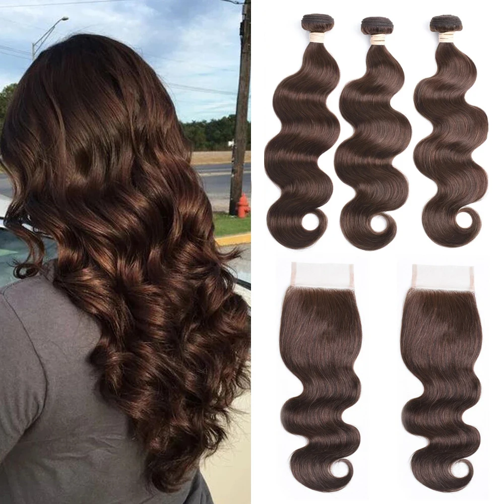 #4 Brazilian Body Wave Bundles With 4x4 Lace Closure Remy Human Hair Extensions Straight Bundles With Lace human hair extensions,human hair bundles