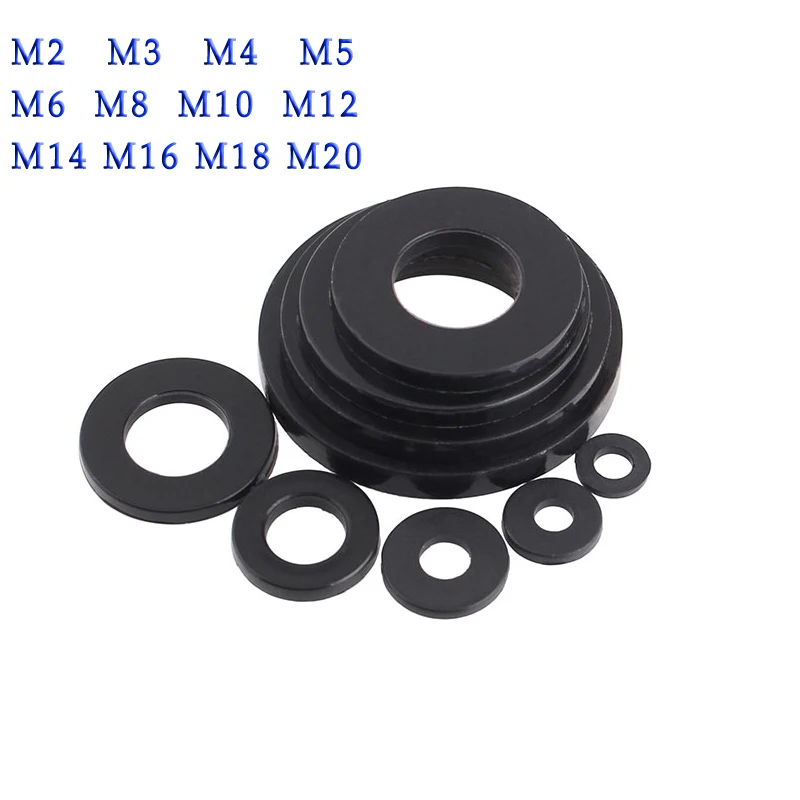 Details about   500pcs M10 Black Nylon Flat Washers 