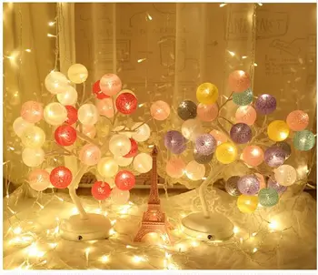 

45CM 32Lights Birthday Gifts Cotton Ball Led Night Lights Decoration Table Lamps Bedroom Beside Atmosphere Desk Lights