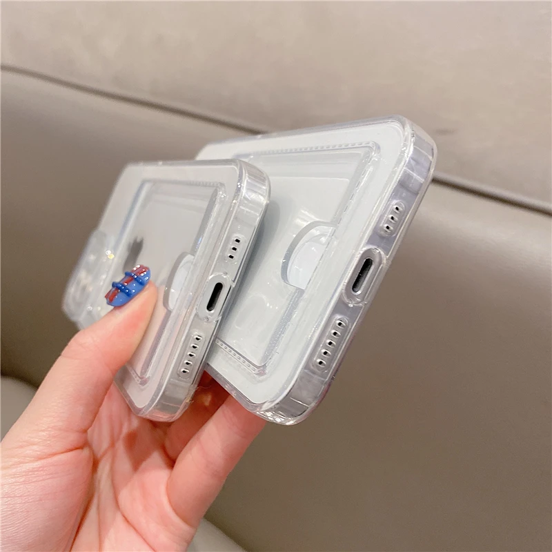 Sleek Transparent Card Slot Wallet TPU Soft Case - Shockproof Cool Storage Cover