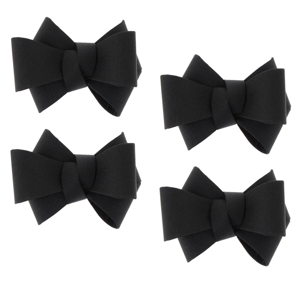 2 Pairs Fashion Black Ribbon Bow Bowknot High Heel Shoe Clips Charms Decors