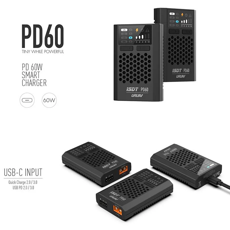 Chargeur Batterie Drone PD60 60W 6A USB-C QC3.0