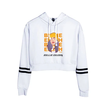 

Billie Eilish Fashion Printed crop Top Hoodies Women Hooded Sweatshirts Hot Billie Eilish Casual Trendy Streetwear white Hoodies