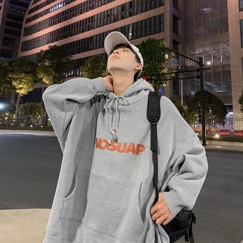 

Autumn New Hoodie Men's Fashion Letter Printing Casual Large Pocket Hooded Sweatshirt Man Streetwear Wild Hip Hop Loose Hoodies