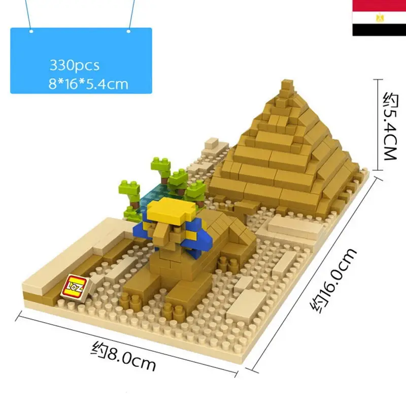 Всемирно известная архитектура микро алмазный строительный блок Сфинкс и Пирамида Хуфу египетская модель nanobrick игрушки коллекция для подарка
