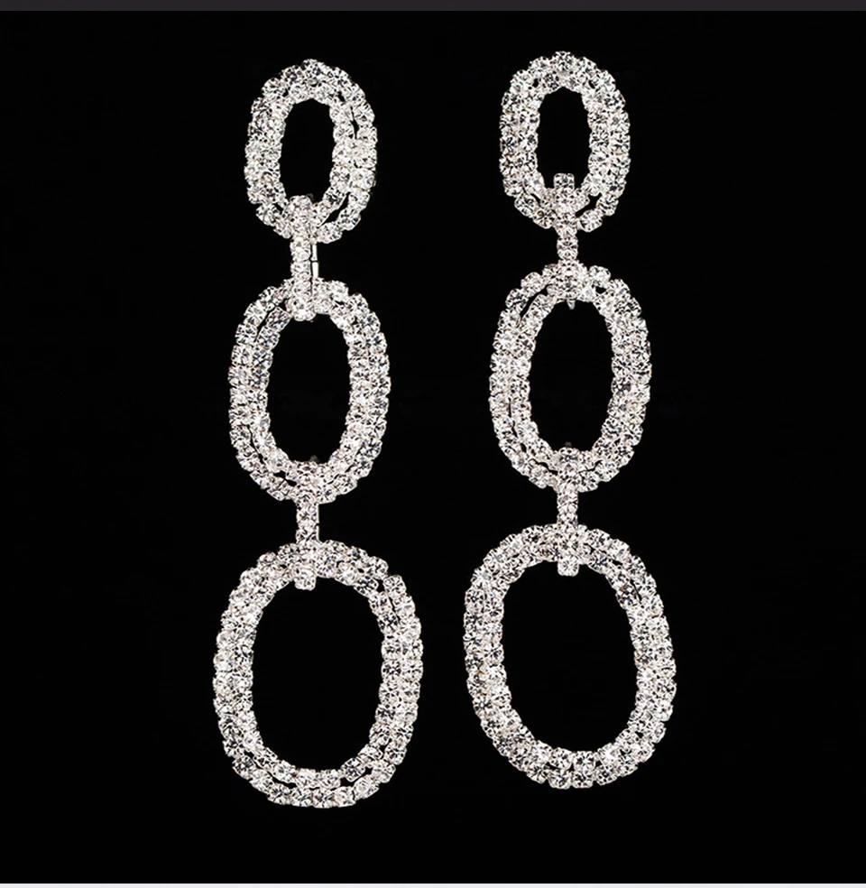 YFJEWE модные ювелирные изделия полный горный хрусталь кулон Висячие серьги для женщин элегантные Кристальные сережки Свадебная вечеринка подарок E383