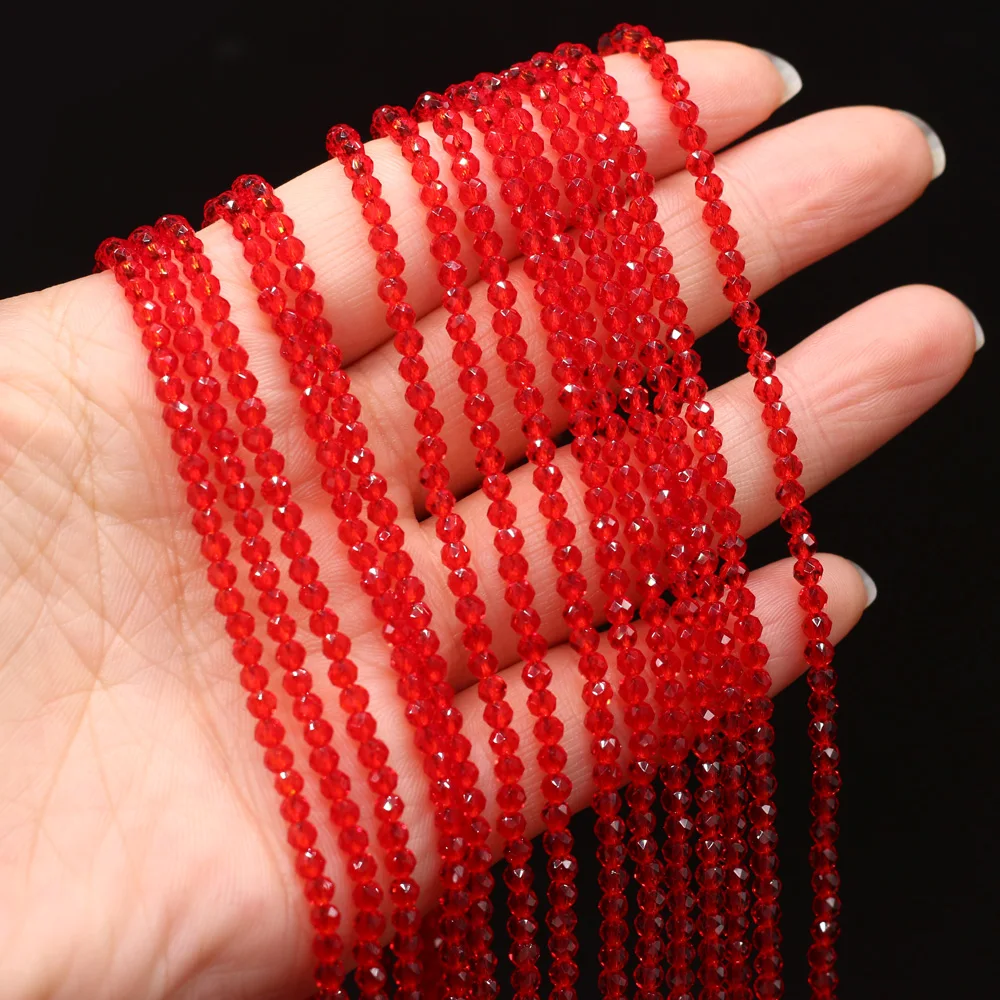 

New Natural Stone Shiny Bling Red Crystal Beads 3mm Small Faceted Loose Bead for Jewelry Making Bracelet Necklace Accessories