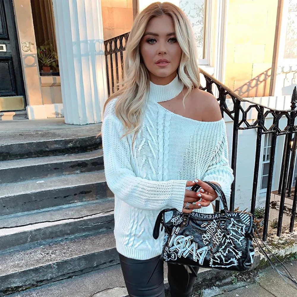 Foridol One Shoulder Sweater Woman Winter 2020 Women Knit Jumper Womens Outwear Top Blouse Sexy | Женская одежда