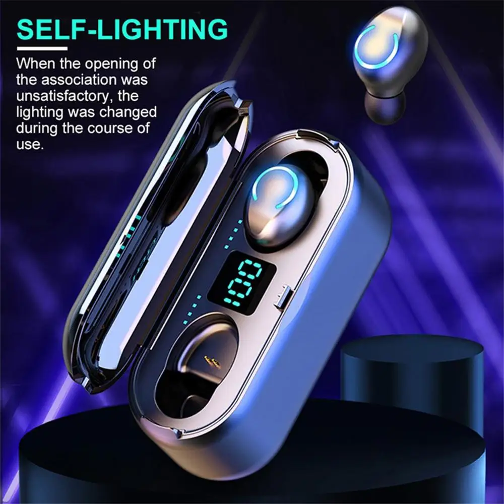 TWS Wireless Earphone Earbud Bluetooth 5 0 IPX6 Waterproof Headset Headphone Led Display Fingerprint Touch Hd Hifi Stereo Sport