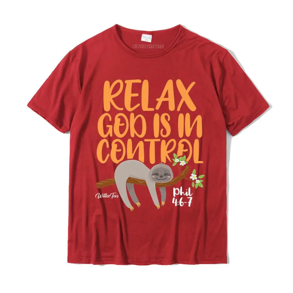 Tops Shirts Europe April FOOL DAY Prevalent Normal Short Sleeve 100% Cotton Fabric Round Neck Men T Shirt Normal Tee Shirts Relax God is in Control Phil 4 Christian Jesus Bible Tshirt__MZ23964 red