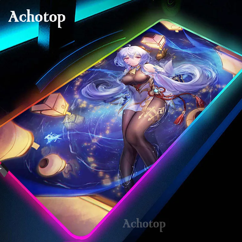 Игровой коврик для мыши Genshin Impact компьютерный RGB большой милый Kawaii игровой XXL