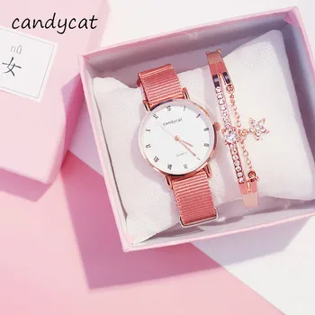 

CandyCat Cherry Blossom Watches Female Korean Version of Simple Fashion and Trends In The Retro Sakura Fen Womens Watch Small