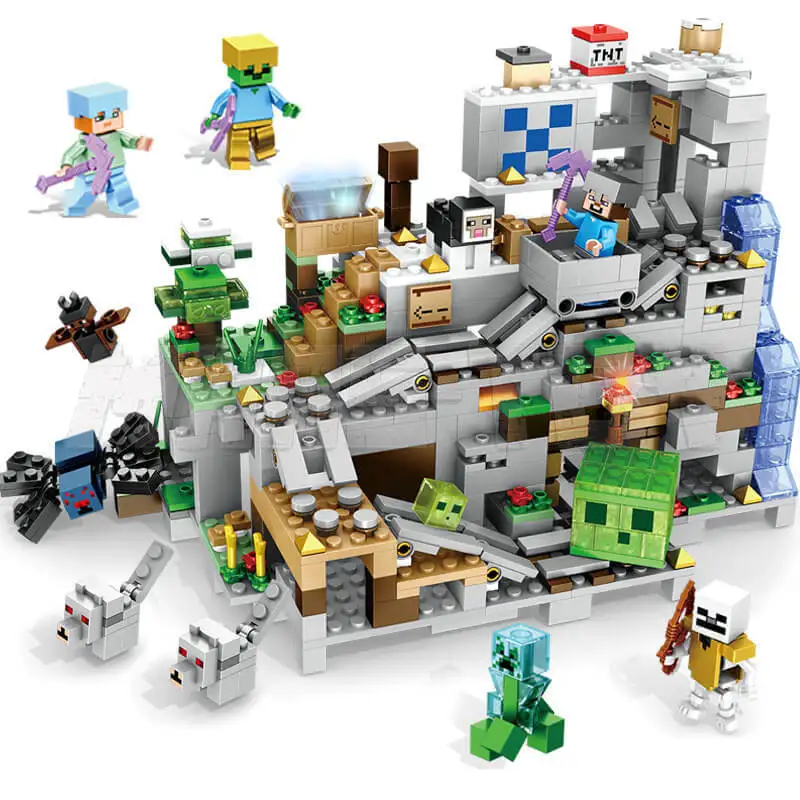 

The Mountain Cave SE Version Building Blocks With Steve Action Figures Compatible 21137 Set Toys