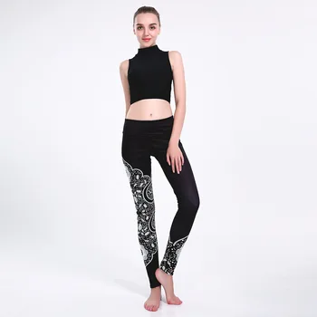 

New black printed skinny hip lifting s breathable super-elastic dry lady's nine-point lady Pants leggings