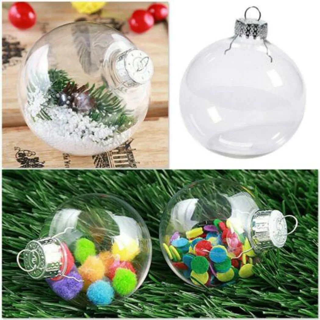 10PCS Christmas Ball Ornaments Clear Plastic Balls Baubles Fillable Simulation Light Bulb Christmas Tree Ornaments Xmas Pendant