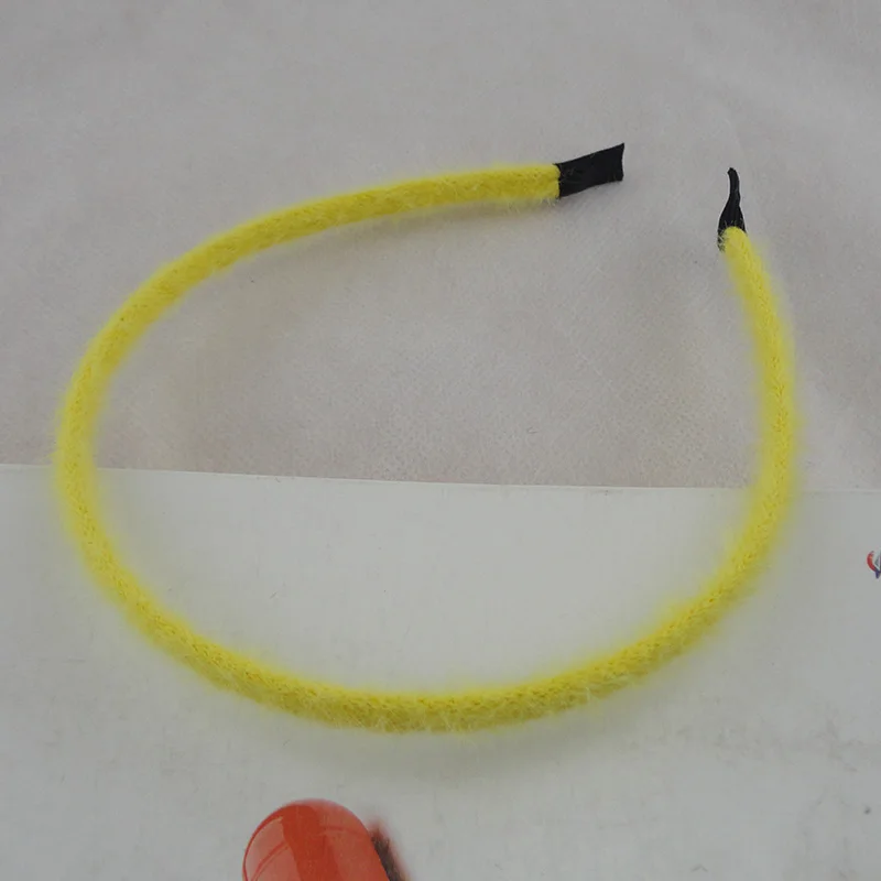 Yellow 10 шт., 5 мм, шерстяные меховые вязаные простые металлические повязки для волос, обручи для волос, аксессуары для волос, зимние повязки для волос - Цвет: Yellow
