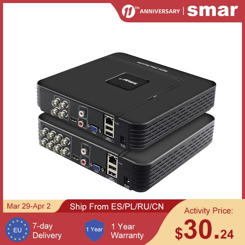 Smar-CCTV DVR híbrido para vigilancia, circuito cerrado de TV para cámaras de seguridad para dispositivo analógico, 4CH 8CH AHDNH 1080N 5 IN 1 AHD CVI TVI CVBS 1080P DVR NVR