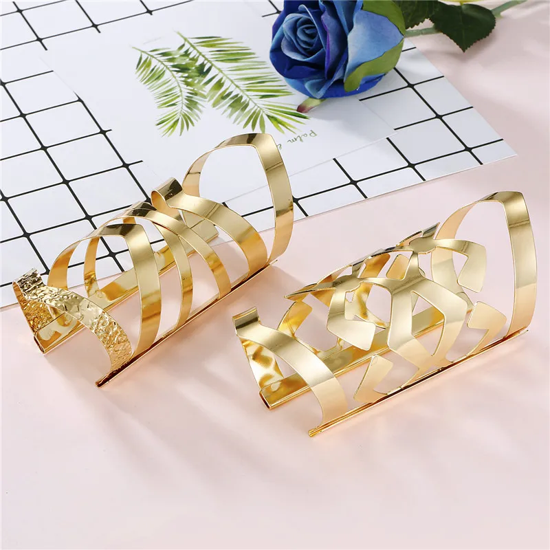 Dayoff 14 Styles European Punk Big Wide Open Bangle Bracelet for Women Men Ajustable Hollow Geometric Cuff Bangle Jewelry B116