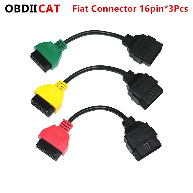 

Адаптер сканирования для Fiatbrand Ecu, разъем OBD2, 16-контактный кабель OBD, три цвета (3 шт./компл.)