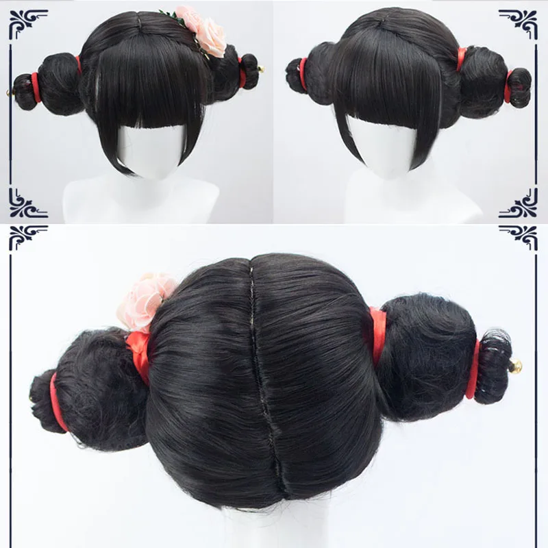 

LVHAN White Snake Cartoon character cosplay wigs Black Bangs Short hair Photographic props