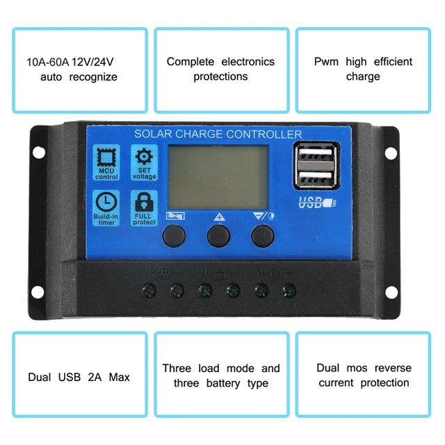 Solar Laderegler 50A PWM Solarpanel Controller Regler 12V / 24V