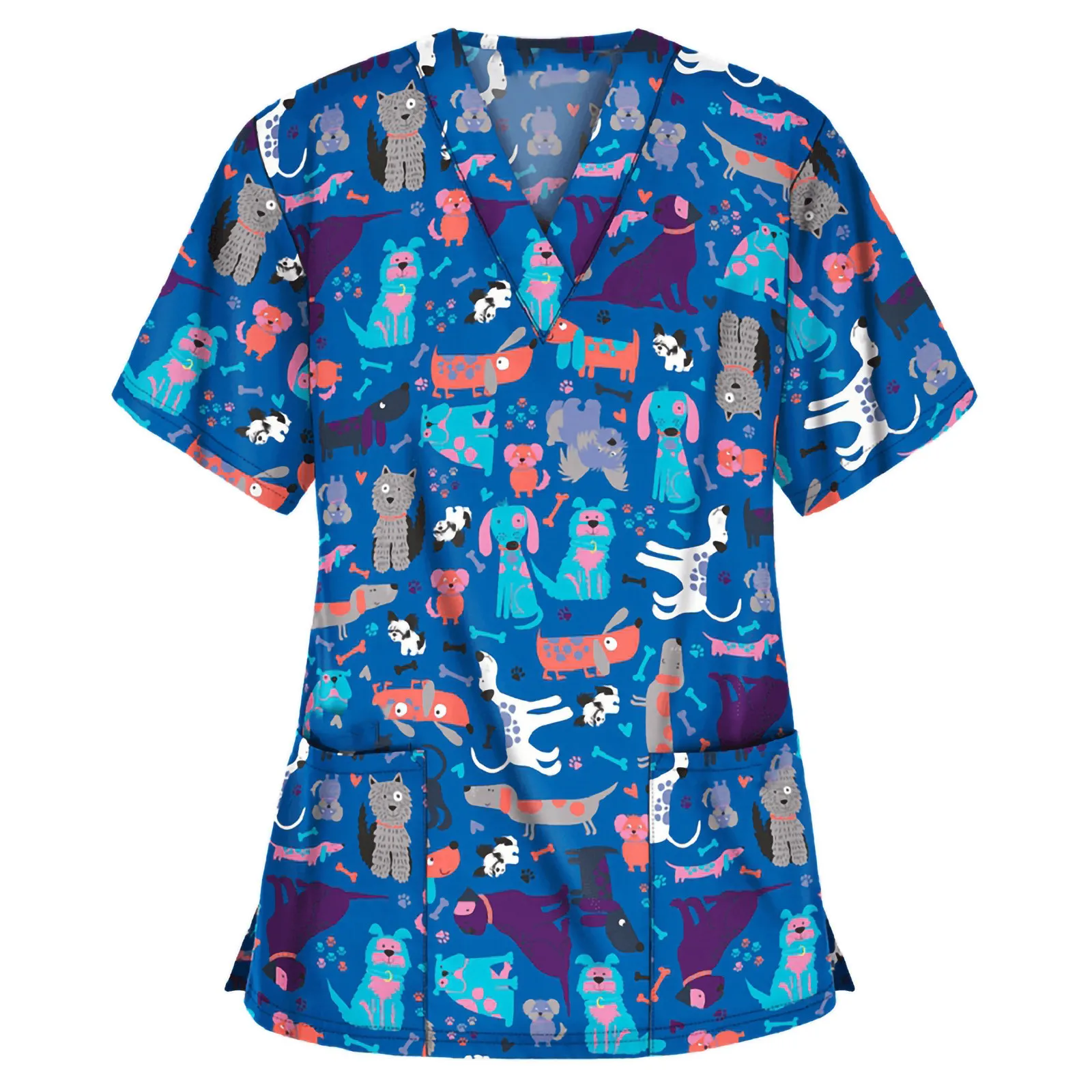 Pet Dogs Printing Uniforms Women Pet Club Work Scrubs Tops Veterinaria