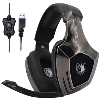 

SADES A60 High-end Gaming Headset 7.1 Channel Stereo Surround Sound Bass Game Headphones with Rotary Microphone