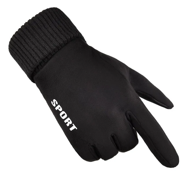 Winter Men Driving Gloves Anti Slip Windproof Thermal Warm Touchscreen Glove Breathable Winter Men's Black Suede Gloves Mittens (10)