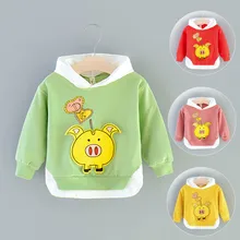 Детская толстовка с капюшоном и принтом с героями мультфильмов для маленьких девочек и мальчиков; пальто; Верхняя одежда с длинными рукавами и круглым вырезом; Модная одежда для маленьких девочек