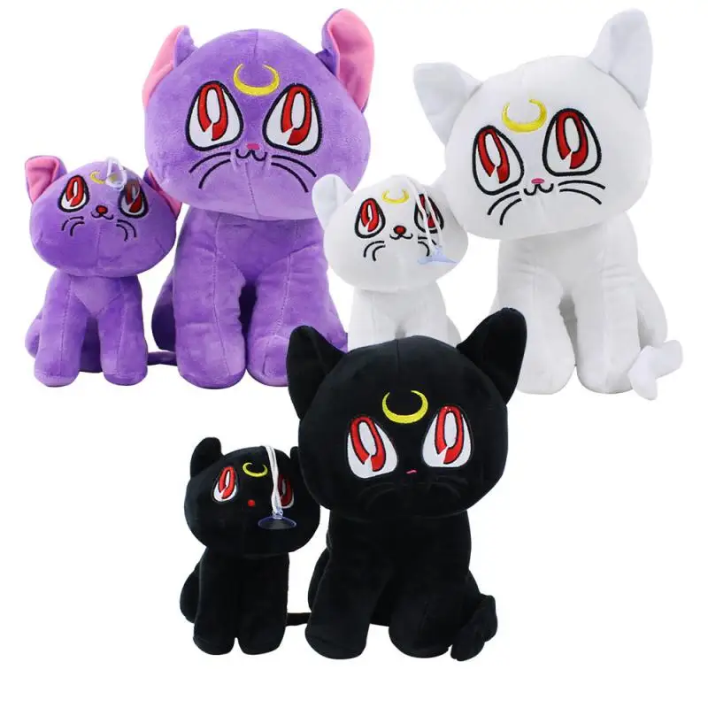 

28Cm Sailor Moon 3 Styles Cat Luna Artemis Diana Cotton Anime Soft Stuffed Plush Doll Animal Plushie Pillow with Sucker Kids Toy